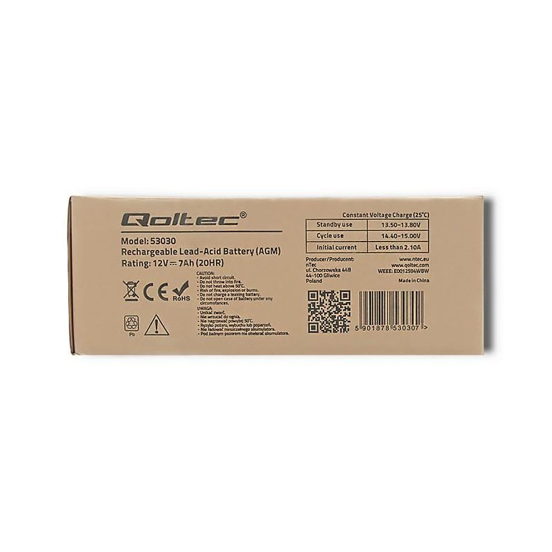 Akumulator AGM Qoltec 12V | 7Ah | PartsPC.pl