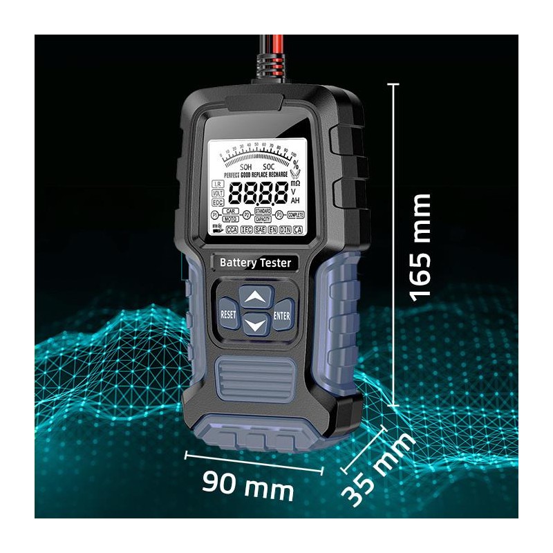 Tester cyfrowy Qoltec akumulatora z wyświetlaczem LCD | 12V | 24V |