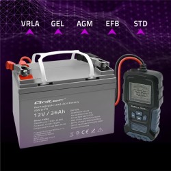 Tester cyfrowy Qoltec akumulatora z wyświetlaczem LCD | 12V | 24V |