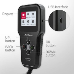 Tester cyfrowy Qoltec akumulatora 3w1 z LCD | Polskie Menu | 6V | 12V | 24V