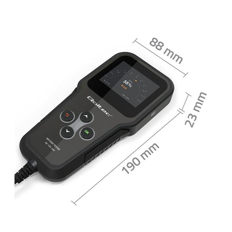 Tester cyfrowy Qoltec akumulatora 3w1 z LCD | Polskie Menu | 6V | 12V | 24V