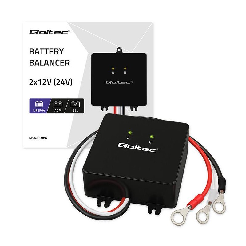 Balanser napięcia Qoltec 24V do akumulatorów 2x12V | 5A | Li… | PartsPC.pl