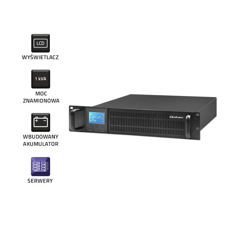 Zasilacz awaryjny UPS Qoltec RACK | 1kVA | 800W | LCD | PartsPC.pl