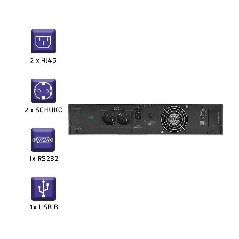 Zasilacz awaryjny UPS Qoltec RACK | 1kVA | 800W | LCD | PartsPC.pl
