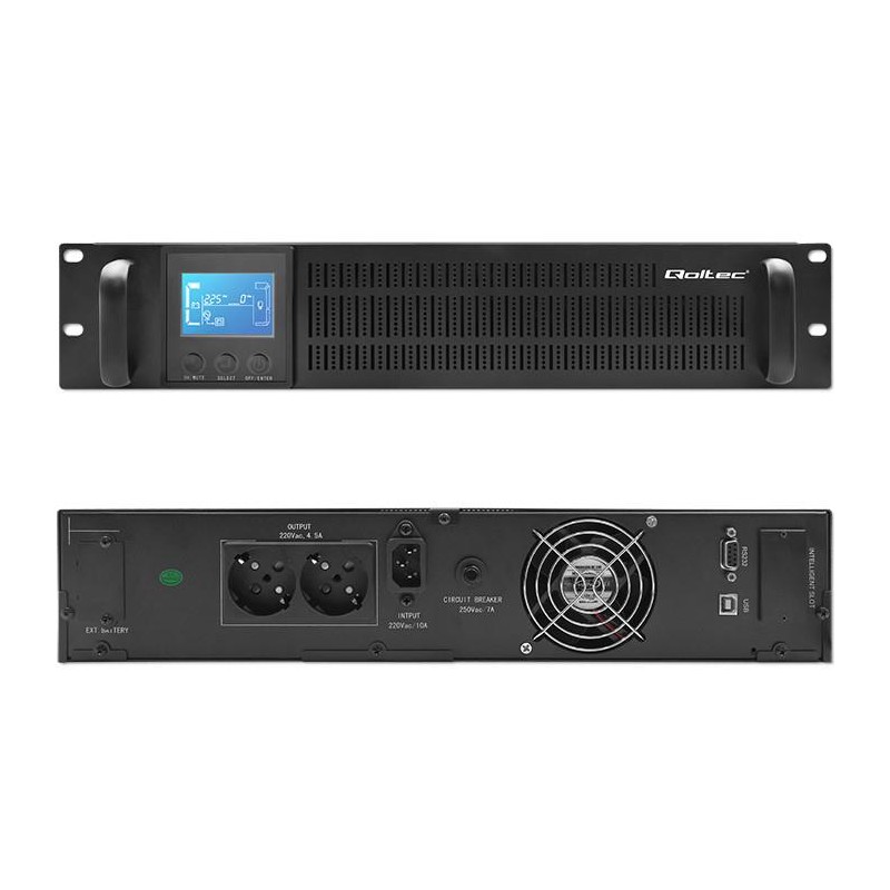 Zasilacz awaryjny UPS Qoltec RACK | 1kVA | 800W | LCD | PartsPC.pl