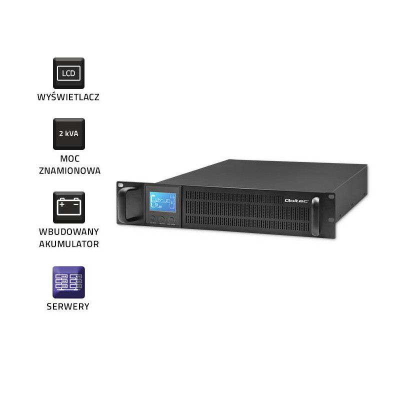 Zasilacz awaryjny UPS Qoltec RACK | 2kVA | 1600W | LCD