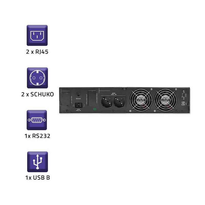 Zasilacz awaryjny UPS Qoltec RACK | 2kVA | 1600W | LCD