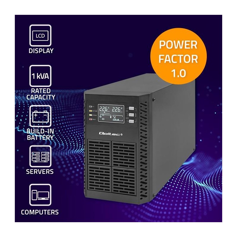 Zasilacz awaryjny UPS Qoltec 1kVA | 1000W | Power Factor 1.0… | PartsPC.pl
