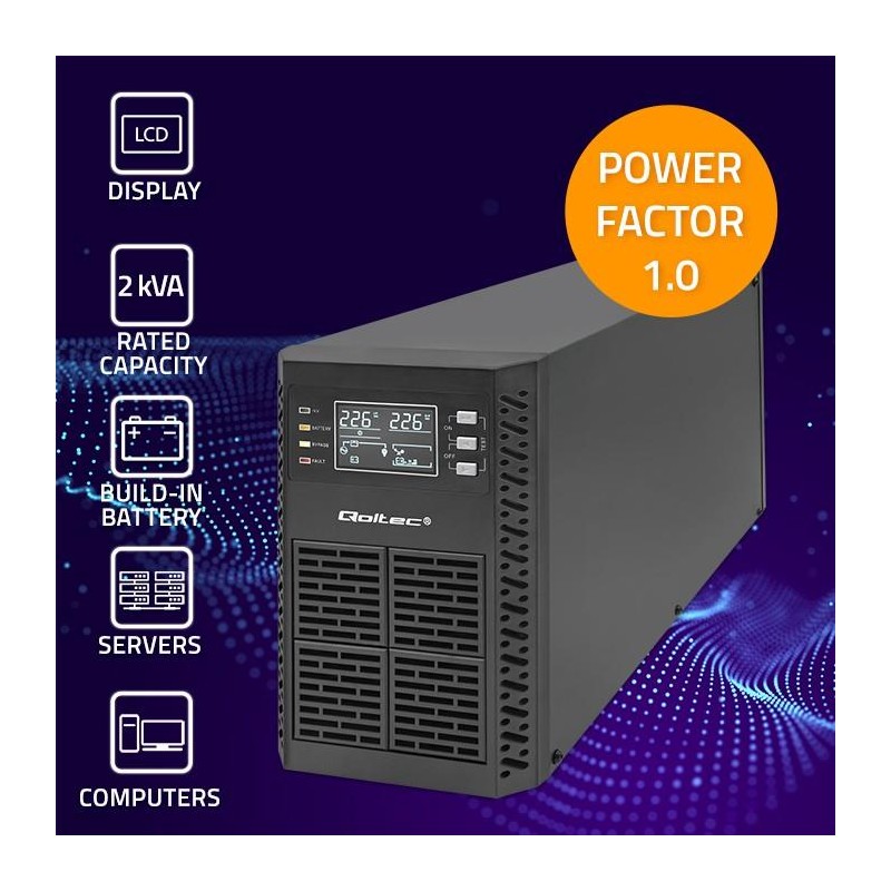 Zasilacz awaryjny UPS Qoltec 2kVA | 2000W | Power Factor 1.0… | PartsPC.pl