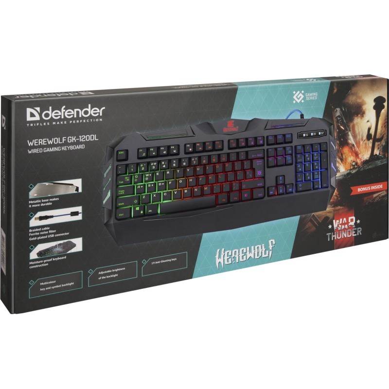 Klawiatura przewodowa Defender WEREWOLF GK-120DL podświetlan… | PartsPC.pl