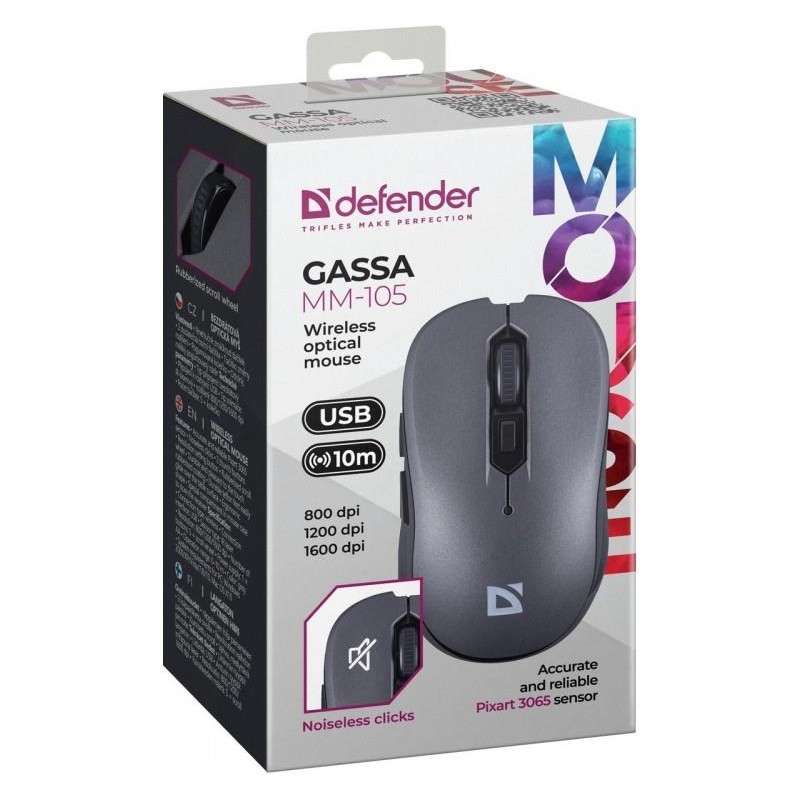 Mysz bezprzewodowa Defender GASSA MM-105 optyczna bezklikowa… | PartsPC.pl