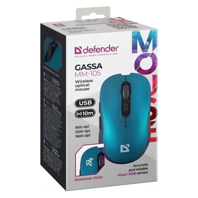 Mysz bezprzewodowa Defender GASSA MM-105 optyczna bezklikowa… | PartsPC.pl