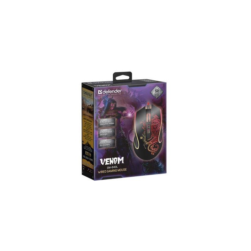 Mysz przewodowa Defender VENOM GM-640L 3200dpi Gaming 8P + G… | PartsPC.pl