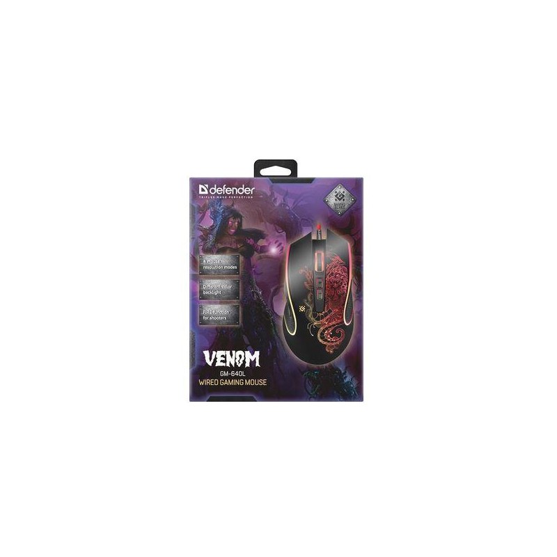 Mysz przewodowa Defender VENOM GM-640L 3200dpi Gaming 8P + G… | PartsPC.pl