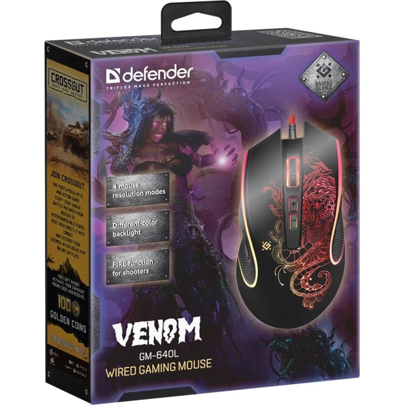 Mysz przewodowa Defender VENOM GM-640L 3200dpi Gaming 8P + G… | PartsPC.pl