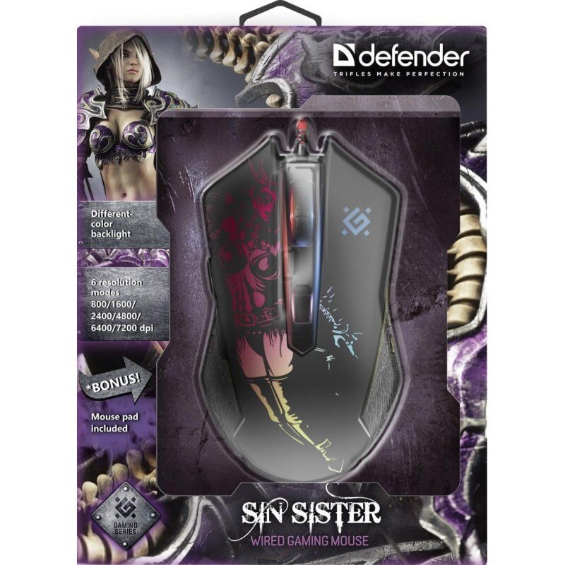 Mysz przewodowa Defender Sin'Sister GM-933 7200dpi 6P + podk… | PartsPC.pl