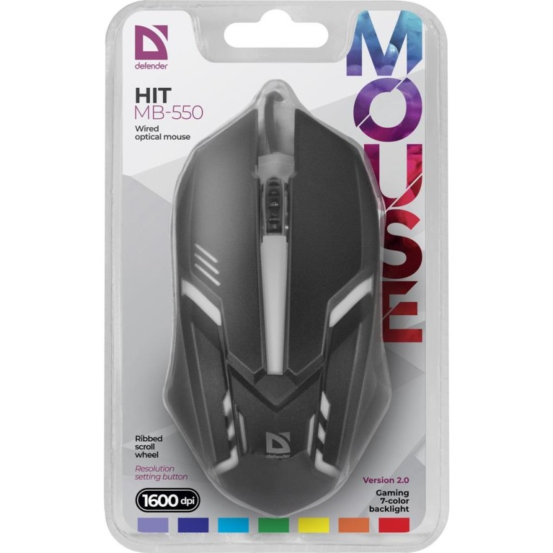 Mysz przewodowa Defender HIT MB-550 1600dpi 3P czarna 7 kolo… | PartsPC.pl