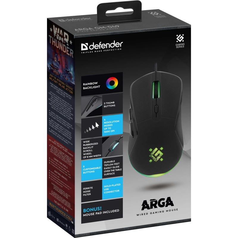 Mysz przewodowa Defender ARGA GM-049 3600dpi 6P + podkładka … | PartsPC.pl