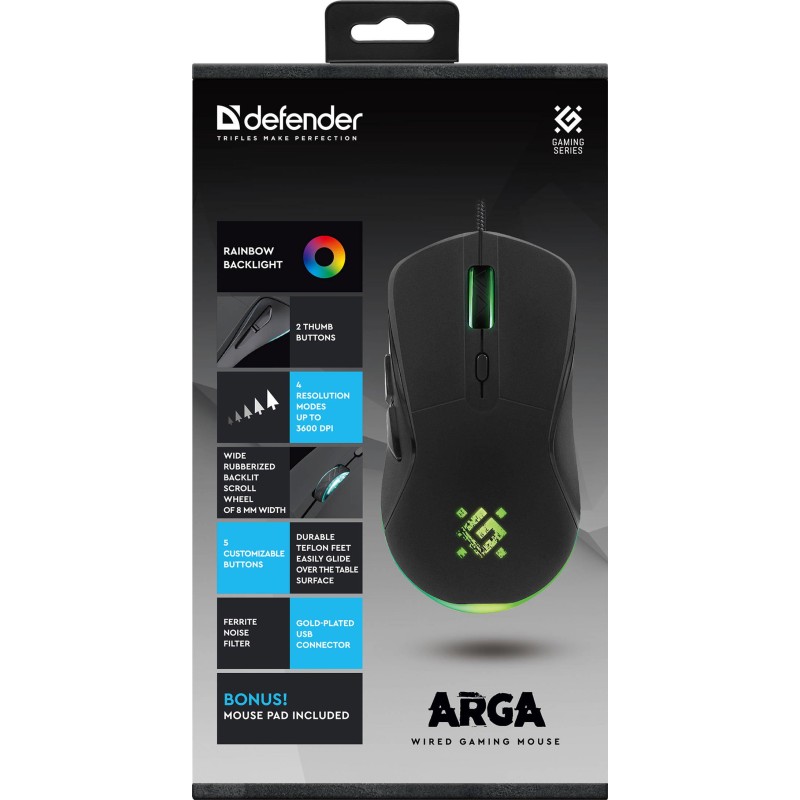 Mysz przewodowa Defender ARGA GM-049 3600dpi 6P + podkładka … | PartsPC.pl