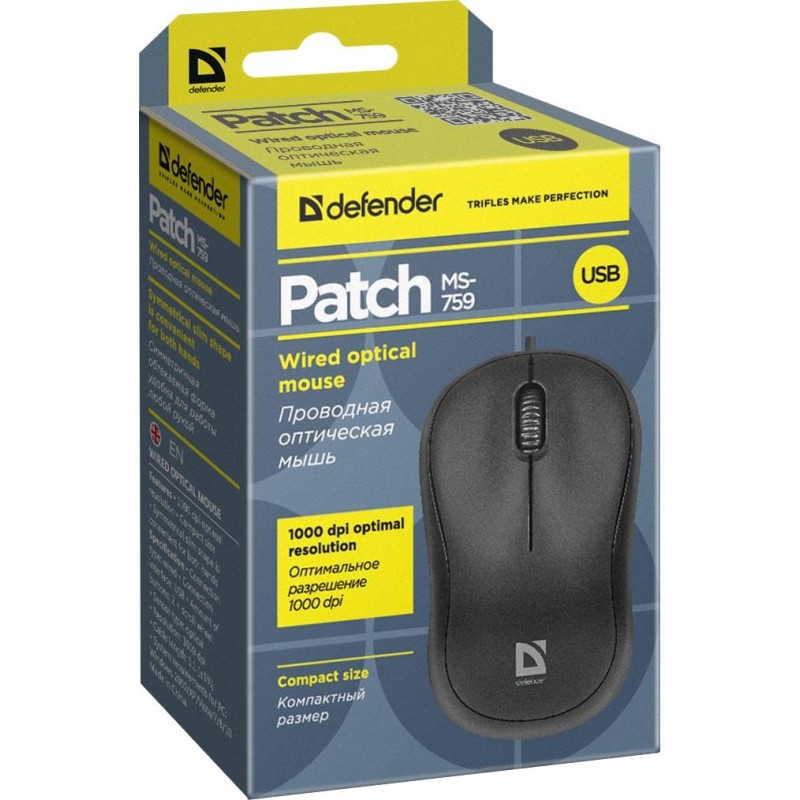 Mysz przewodowa Defender PATCH MS-759 OPTICAL 1000dpi 3P cza… | PartsPC.pl