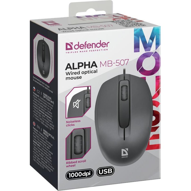 Mysz przewodowa Defender ALPHA MB-507 1000dpi bezklikowa sil… | PartsPC.pl