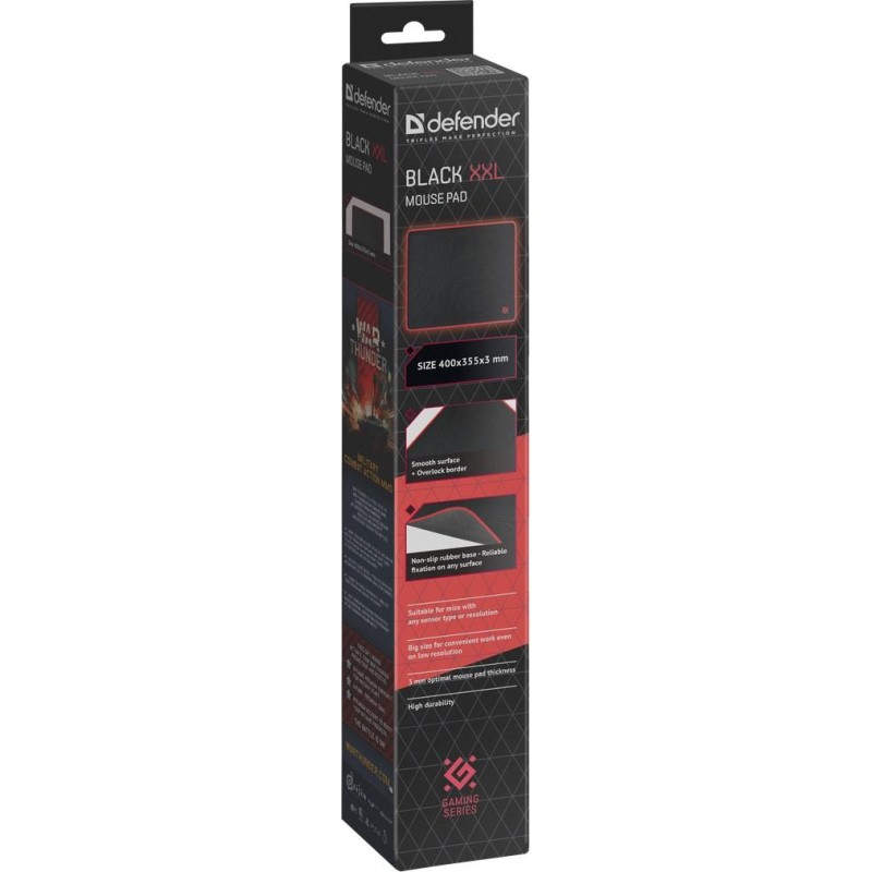 Podkładka Defender Gaming BLACK XXL 400x355x3mm | PartsPC.pl