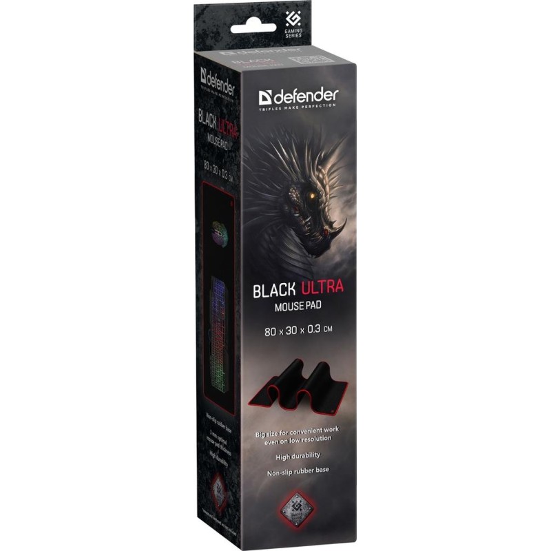Podkładka Defender Gaming BLACK ULTRA 800x300x3mm | PartsPC.pl