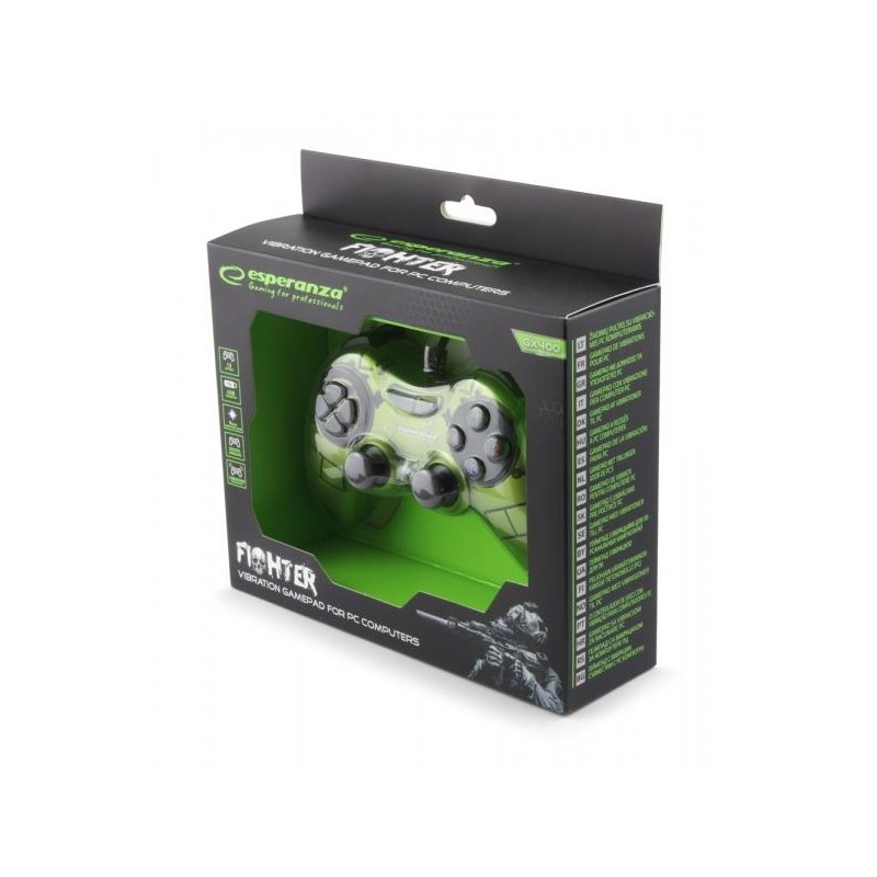Gamepad PC USB Esperanza "Fighter" zielony | PartsPC.pl