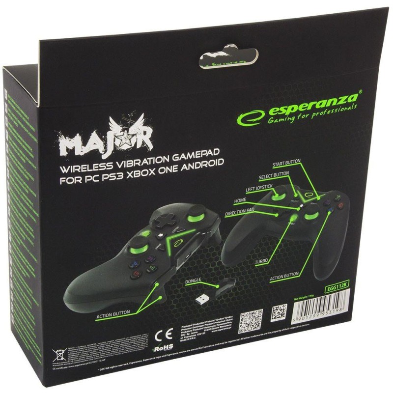 Gamepad PS3/PC/XBOX ONE/ANDROID USB Esperanza "Major" czarny… | PartsPC.pl