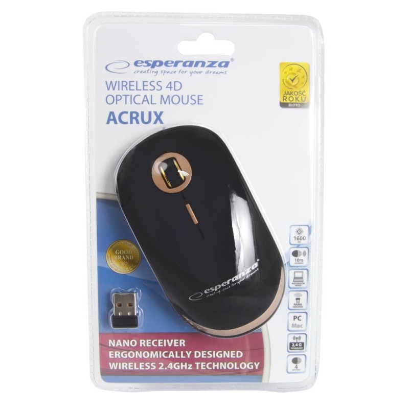 Mysz bezprzewodowa Esperanza EM127 Acrux 2,4GHz 4D optyczna USB