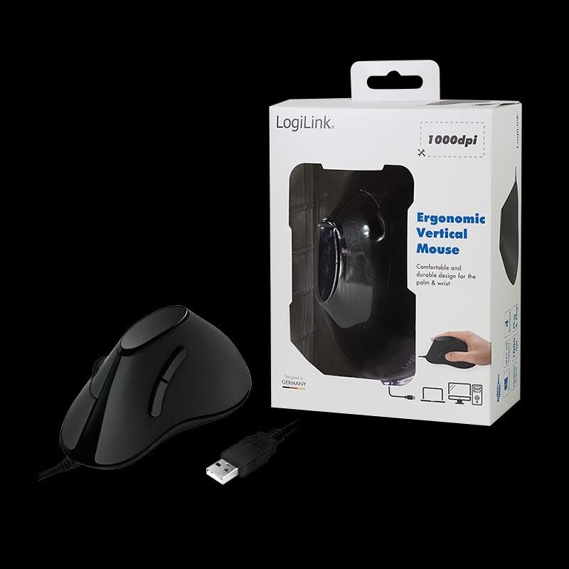 Mysz przewodowa LogiLink ID0158 ergonomiczna,1000 dpi ... | PartsPC.pl