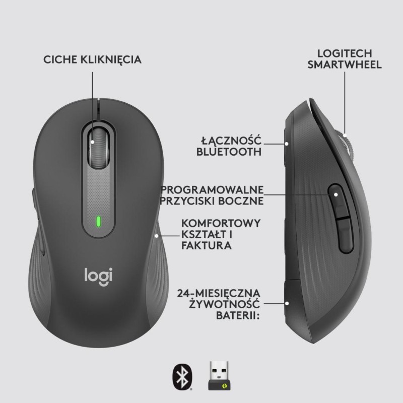 Mysz bezprzewodowa Logitech Signature M650 L optyczna GRAPHI… | PartsPC.pl