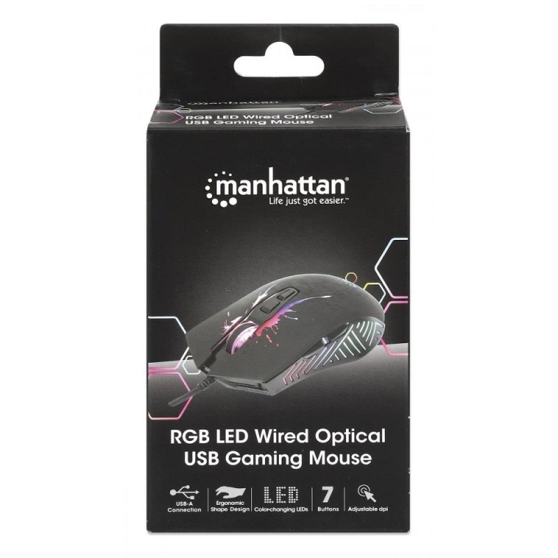 Mysz przewodowa Manhattan 7200dpi Gaming LED RGB USB