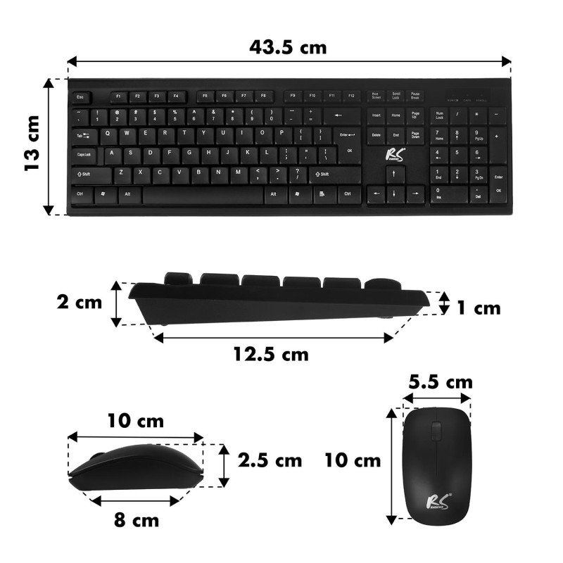 Klawiatura + mysz bezprzewodowa COMBO NanoRS, RS580 | PartsPC.pl
