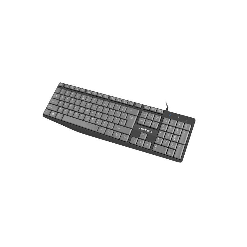 Klawiatura przewodowa Natec Nautilus US slim czarno-szara | PartsPC.pl