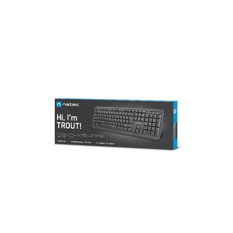 Klawiatura przewodowa Natec Trout slim czarna USB | PartsPC.pl