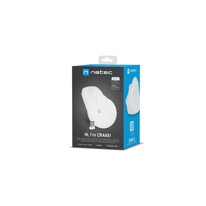Mysz bezprzewodowa Natec Crake 2 Bluetooth 5.2 + 2.4GHz 2400DPI wertykalna