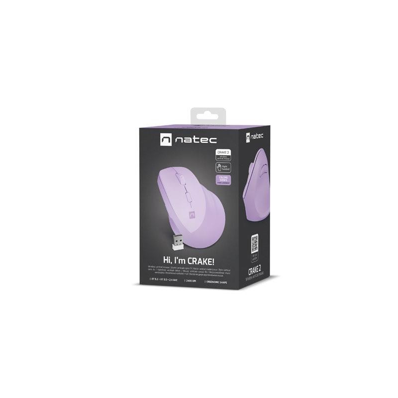 Mysz bezprzewodowa Natec Crake 2 Bluetooth 5.2 + 2.4GHz 2400DPI wertykalna