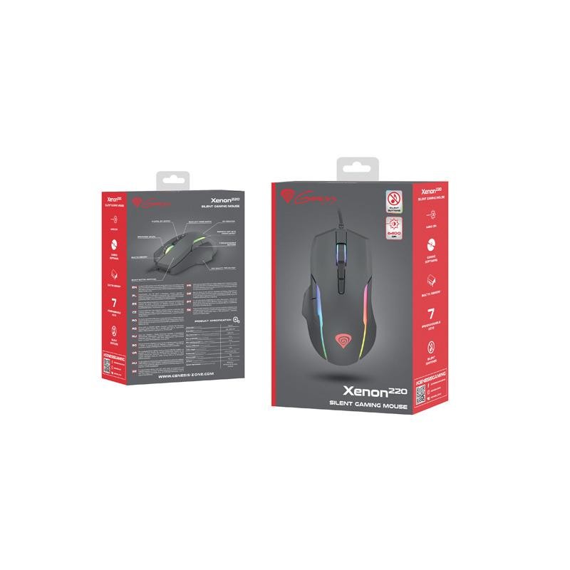 Mysz przewodowa Genesis Xenon 220 optyczna Gaming 6400DPI czarna