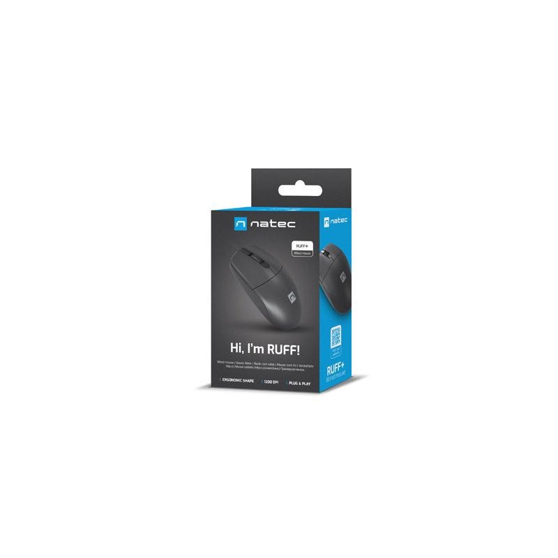 Mysz przewodowa Natec RUFF PLUS 1200 DPI czarna | PartsPC.pl