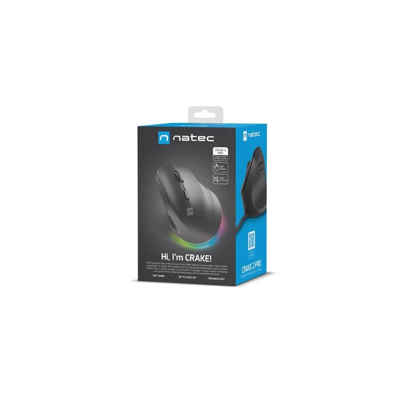 Mysz przewodowa Natec Crake 2 PRO 12800dpi wertykalna progra… | PartsPC.pl