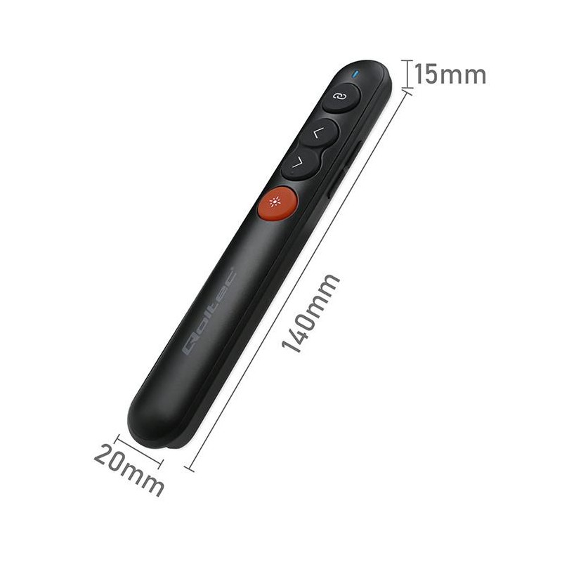 Wskaźnik Qoltec laserowy | Prezenter 4w1 | USB 3.0 | 2.4GHz | 100m