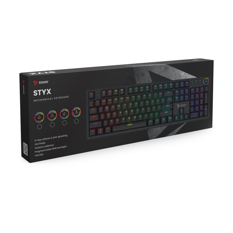 Klawiatura przewodowa SAVIO STYX Outemu Brown mechaniczna Ho… | PartsPC.pl