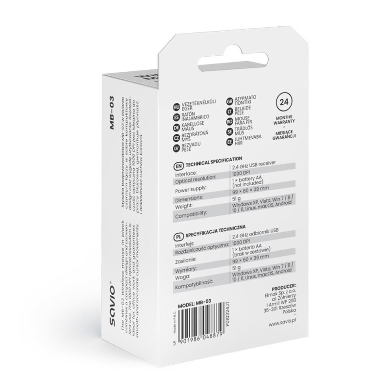 Mysz bezprzewodowa SAVIO MB-03 | PartsPC.pl