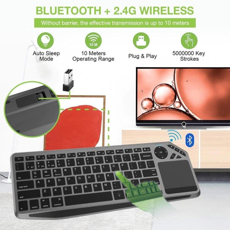 Klawiatura bezprzewodowa Techly Dualna BT/RF Touchpad LED RG… | PartsPC.pl
