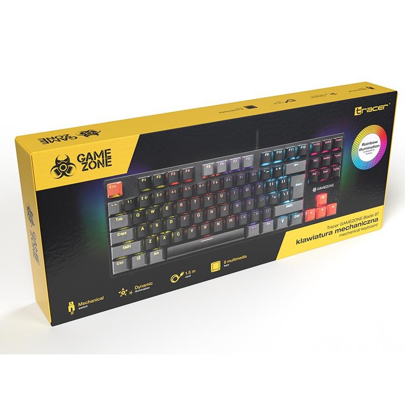 Klawiatura przewodowa Tracer GAMEZONE Blade 87 USB czarna | PartsPC.pl