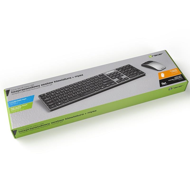 Zestaw bezprzewodowy klawiatura + mysz Tracer Set RF Nano | PartsPC.pl