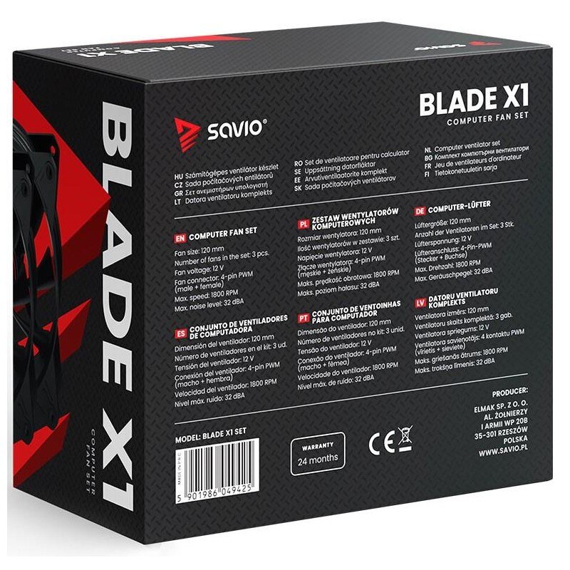 Wentylator SAVIO BLADE 3 x 120mm 4-pin PWM | PartsPC.pl