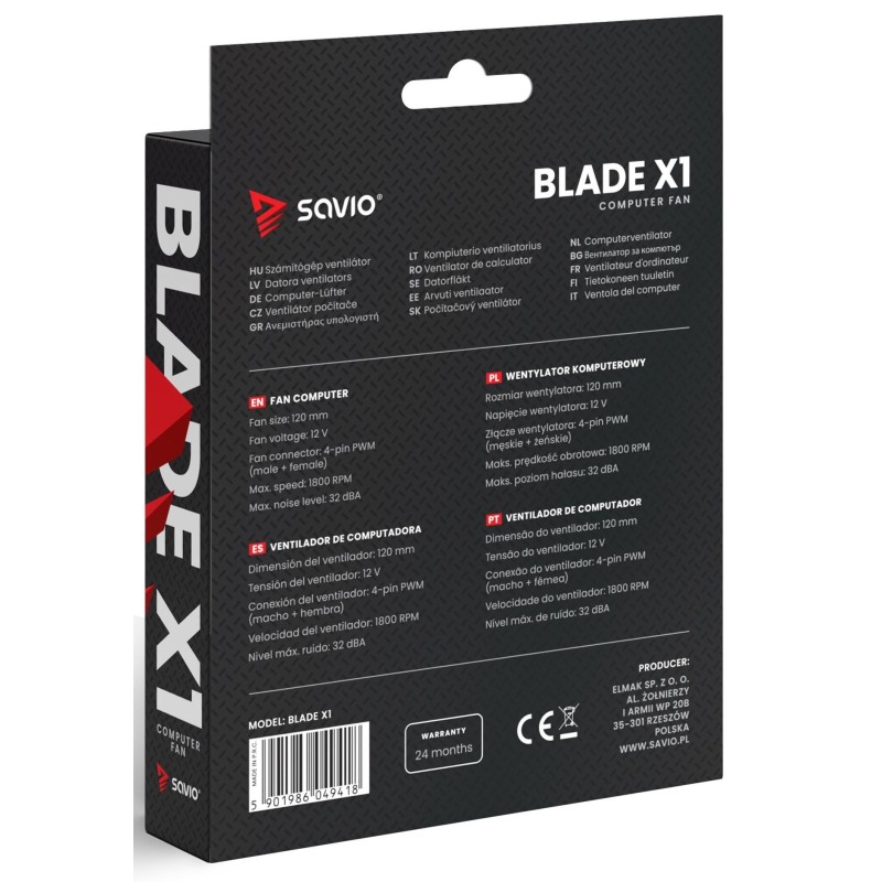 Wentylator SAVIO BLADE 120mm 4-pin PWM | PartsPC.pl
