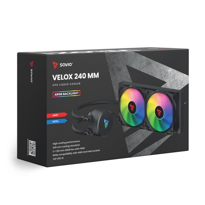 Chłodzenie wodne SAVIO VELOX 240mm CPU ARGB | PartsPC.pl